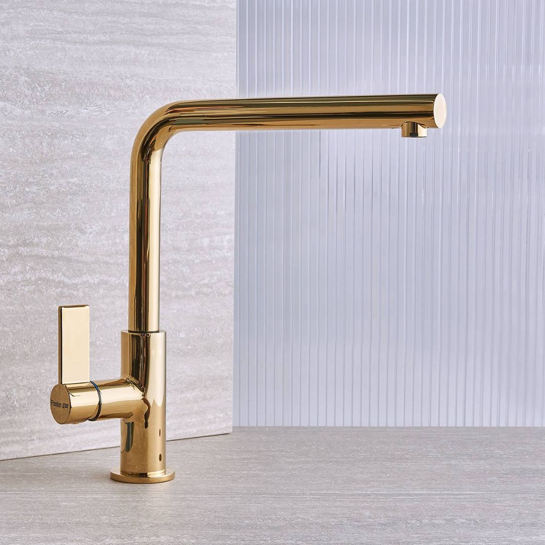 FOSTER OMEGA GOLD 8497700 Miscelatore Monocomando Cucina Oro con Canna Girevole 360°