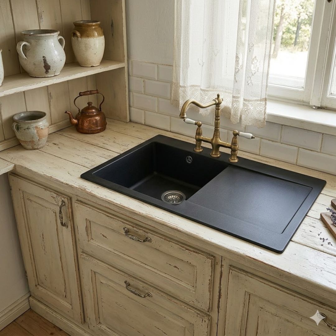 ELLECI EASY 480 LGY48059 Lavello 1 Vasca Gocciolatoio Reversibile Granitek Antracite cm. 100 x 50
