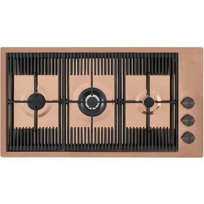 FOSTER MILANELLO 7680008 Piano Cottura a Gas PVD 3 Fuochi Copper in Acciaio Inox AISI 304 cm. 87 x 46