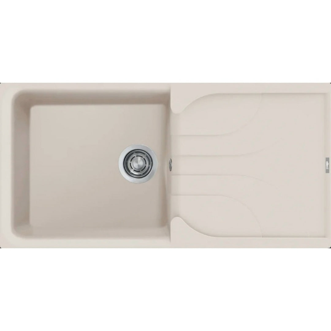 Elleci Ego 480 LGE48039 Lavello 1 Vasca Gocciolatoio Reversibile Sopratop Granitek Bianco Soft cm. 100 x 50