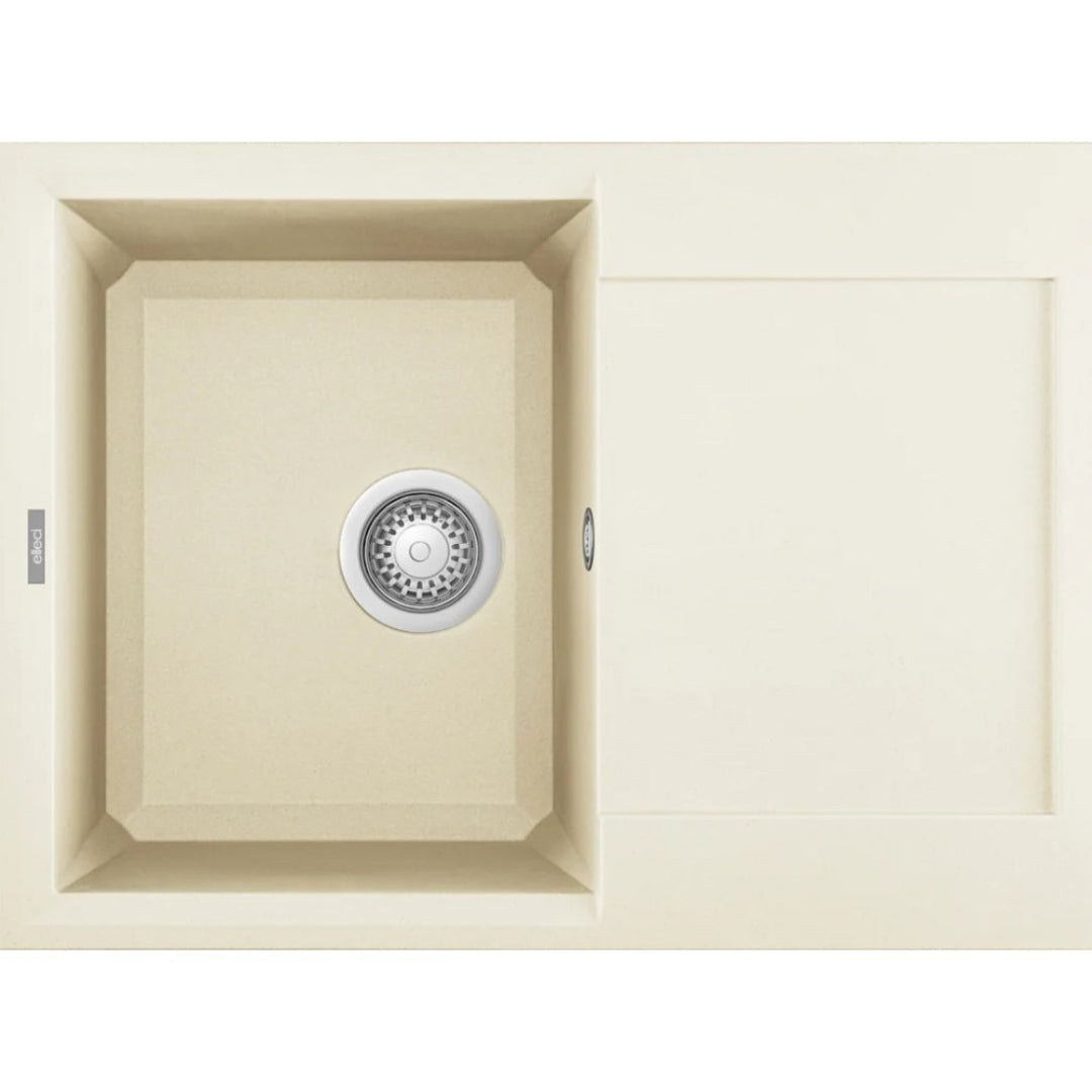 Elleci Easy 135 LGY13562 Lavello 1 Vasca con Gocciolatoio Reversibile Sopratop Granitek Bianco Antico cm.  68 x 50