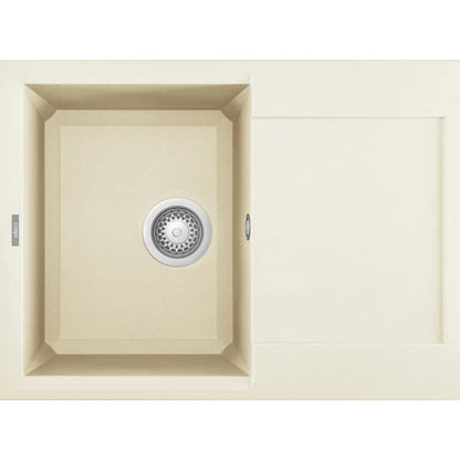 Elleci Easy 135 LGY13562 Lavello 1 Vasca con Gocciolatoio Reversibile Sopratop Granitek Bianco Antico cm.  68 x 50