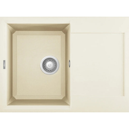 Elleci Easy 135 LGY13562 Lavello 1 Vasca con Gocciolatoio Reversibile Sopratop Granitek Bianco Antico cm.  68 x 50