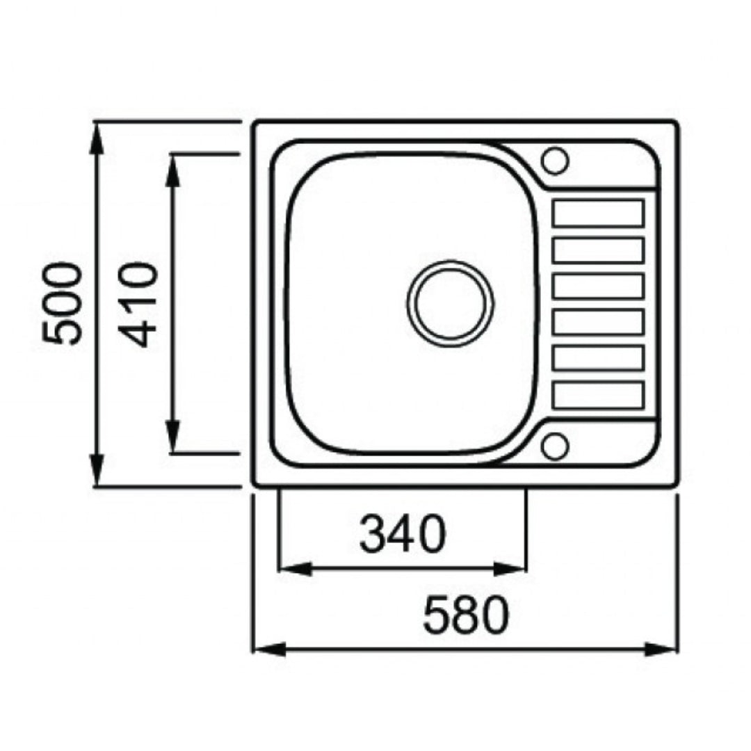 ELLECI SKY 125 LIX125SACDX Lavello Incasso 1 Vasca Gocciolatoio Sinistra Inox Satinato cm. 58 x 50