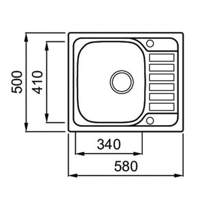 ELLECI SKY 125 LIX125SACDX Lavello Incasso 1 Vasca Gocciolatoio Sinistra Inox Satinato cm. 58 x 50