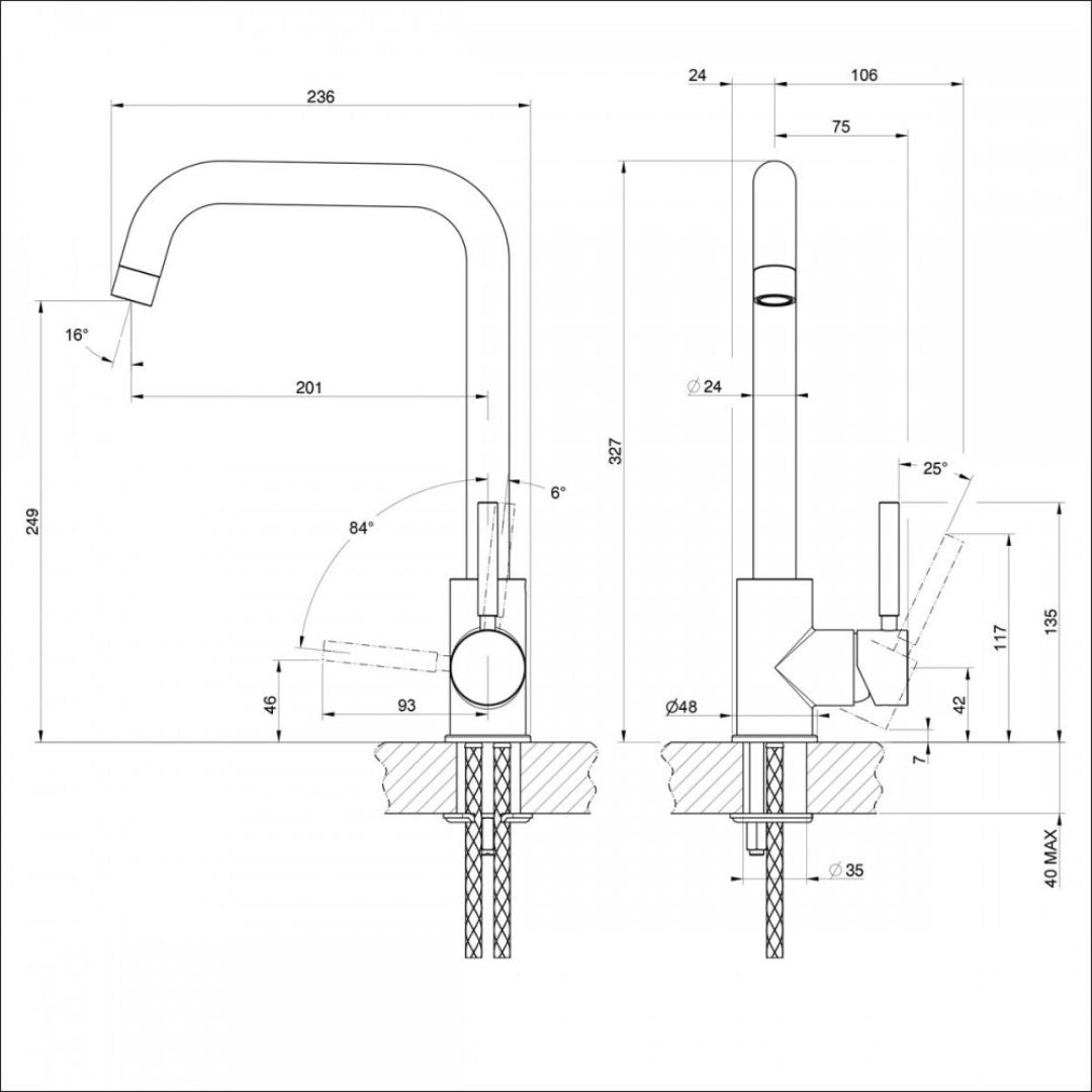 FOSTER KS 8485002 Miscelatore Monocomando Cucina Cromato con Canna Girevole 360°