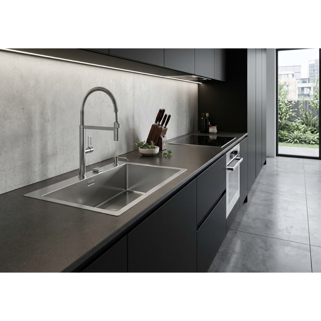 Foster S4001 3366050 Lavello 1 Vasca Incasso Sopratop/Filotop Acciaio Inox Spazzolato cm. 77 x 52