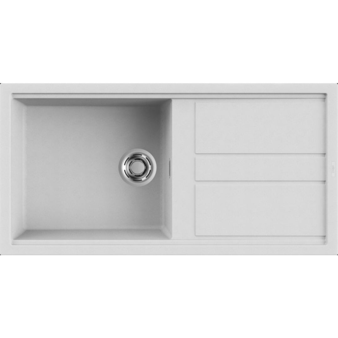 Elleci Best 480 LGB48068 Lavello 1 Vasca com Gocciolatoioi Reversibile Incasso Sopratop Granitek Bianco Titano cm. 100 x 51