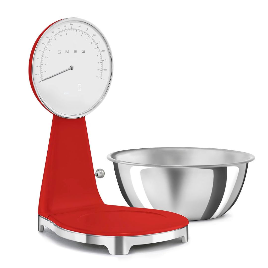 SMEG KSF01RDWW Bilancia Cucina Digitale Analogica Rossa Ciotola Inox 1,8 L