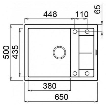 ELLECI UNICO 125 LGU12559 Lavello da Incasso 1 Vasca con Gocciolatoio Reversibile Granitek® Antracite cm. 65 x 50