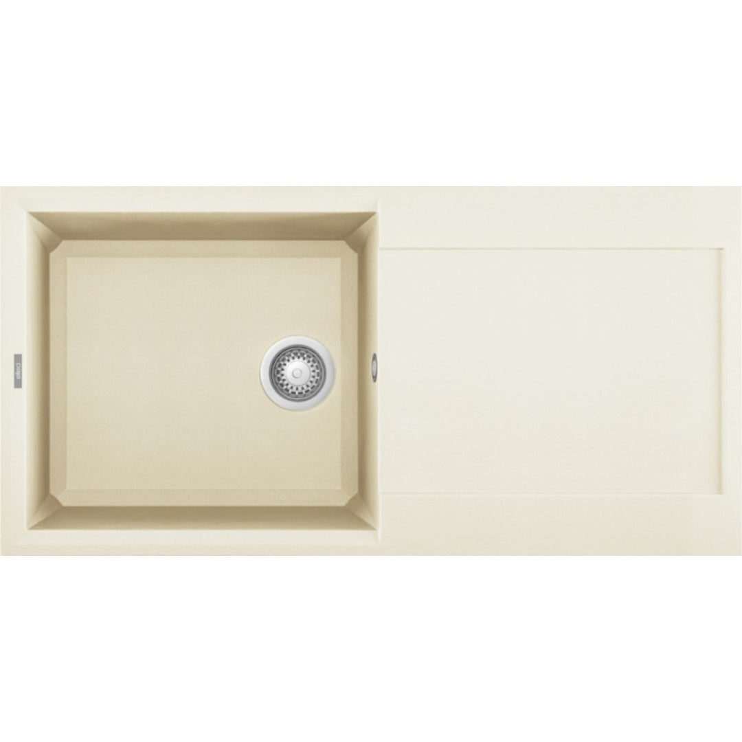 Elleci  Easy 480 LGY48062 Lavello 1 Vasca con Gocciolatoio Reversibile Sopratop Granitek Bianco Antico cm. 100 x 50