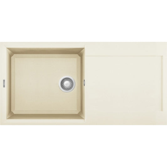 Elleci  Easy 480 LGY48062 Lavello 1 Vasca con Gocciolatoio Reversibile Sopratop Granitek Bianco Antico cm. 100 x 50