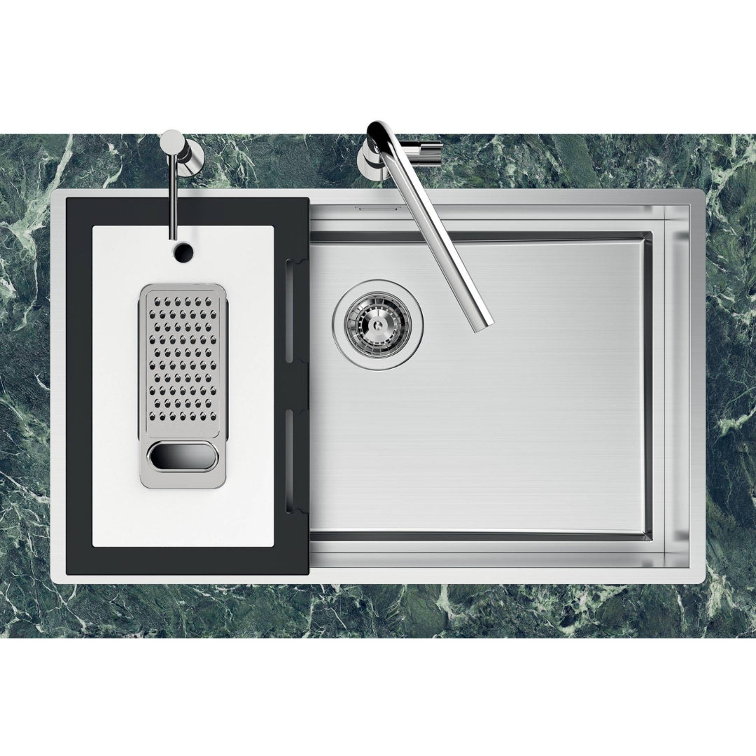 Foster Quadra Evo 1257050 Lavello 1 Vasca Incasso Filotop Acciaio Inox Spazzolato cm. 78 x 47