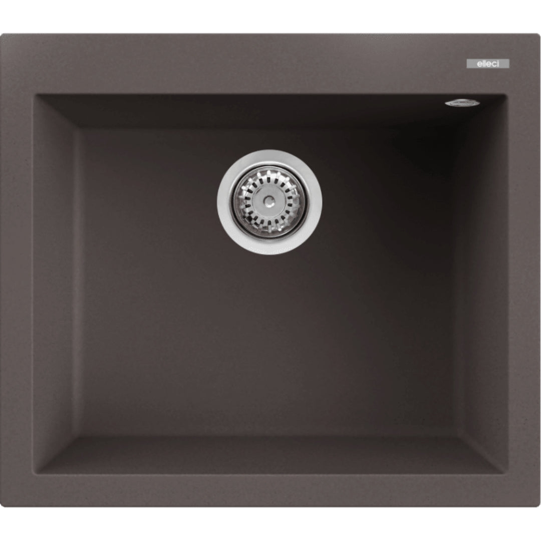 Elleci Quadra 105 LKQ10587 Lavello Incasso Sopratop 1 Vasca Keratek Cacao cm. 57×50
