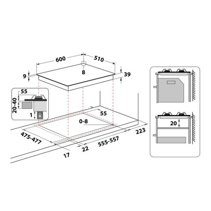 Hotpoint Ariston PCN640TAVR Piano Cottura a Gas Avena 4 Fuochi cm. 60 x 51