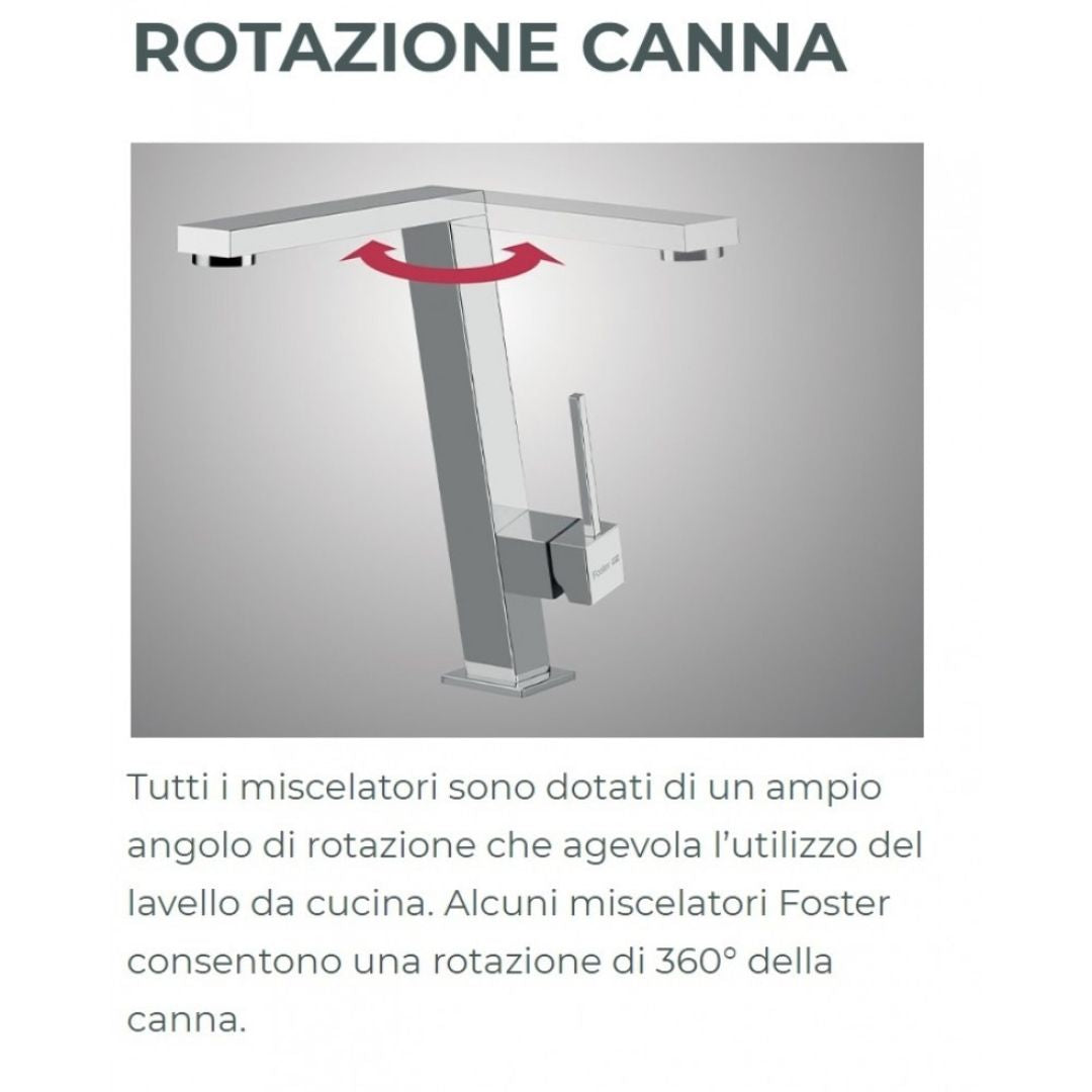 FOSTER PLAY 8487000 Miscelatore Monocomando Cucina Cromato con Canna Girevole Snodabile