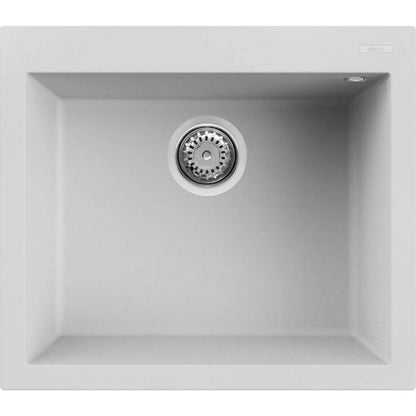 Elleci Quadra 105 LGQ10568 Lavello 1 Vasca Granitek Bianco Titano Incasso Sopratop cm. 57 x 50