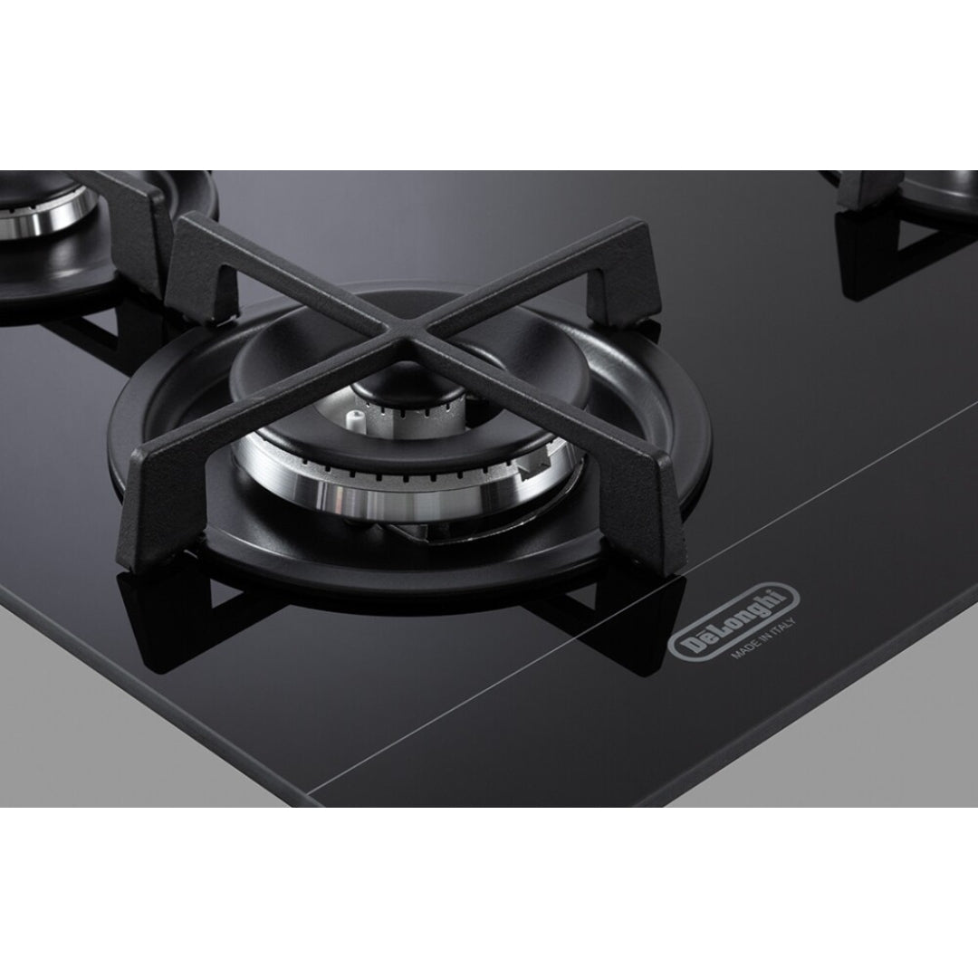 DE LONGHI NSL590DNCM Piano Cottura Gas Incasso 5 Bruciatori Tripla Corona Nero cm. 90 x 51