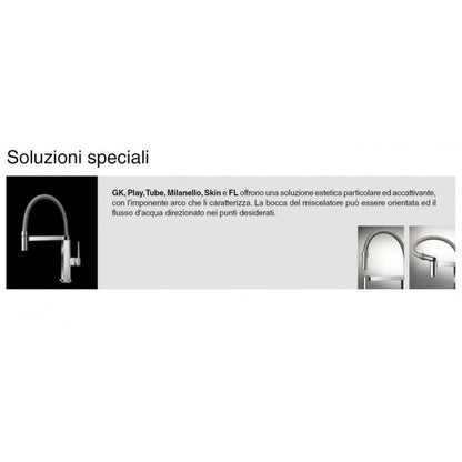 FOSTER MARINE TUBE 8477100 Miscelatore Monocomando Cucina in Acciaio Inox AISI 316 Satinato con Canna Girevole e Doccia Snodabile