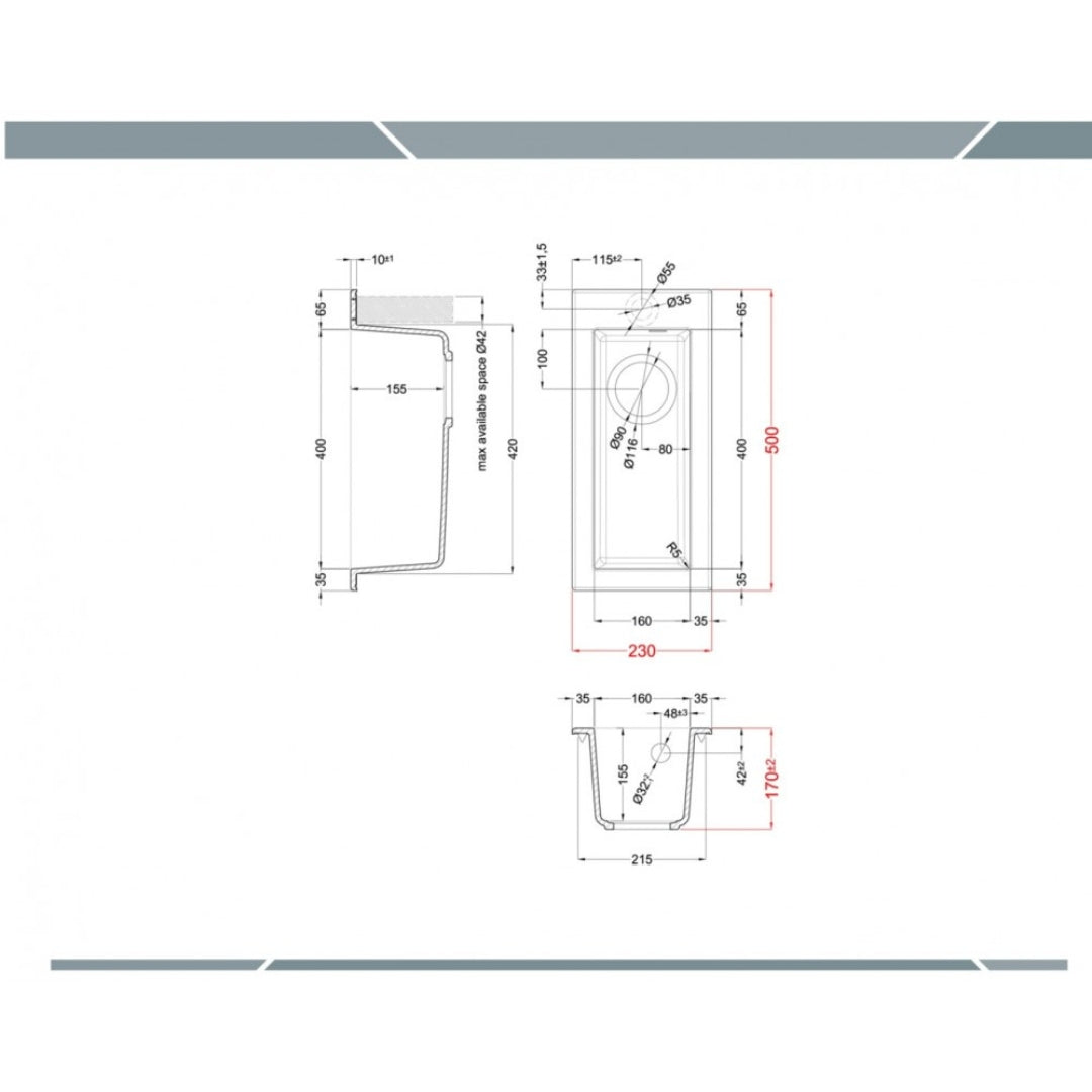 Elleci LGQ05068 Lavello da Incasso 1 Vasca Monovasca Sopratop Granitek Matt Bianco 68 cm. 23 x 50