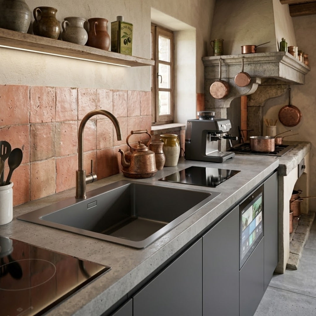 Foster 3356050 S4001 Lavello Incasso Filotop 1 Vasca Acciaio Inox Spazzolato cm. 44 x 44