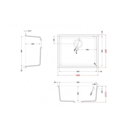 Elleci Quadra LGQ10551BSO Lavello Incasso Sottotop 1 Vasca Avena Granitek cm. 54x44