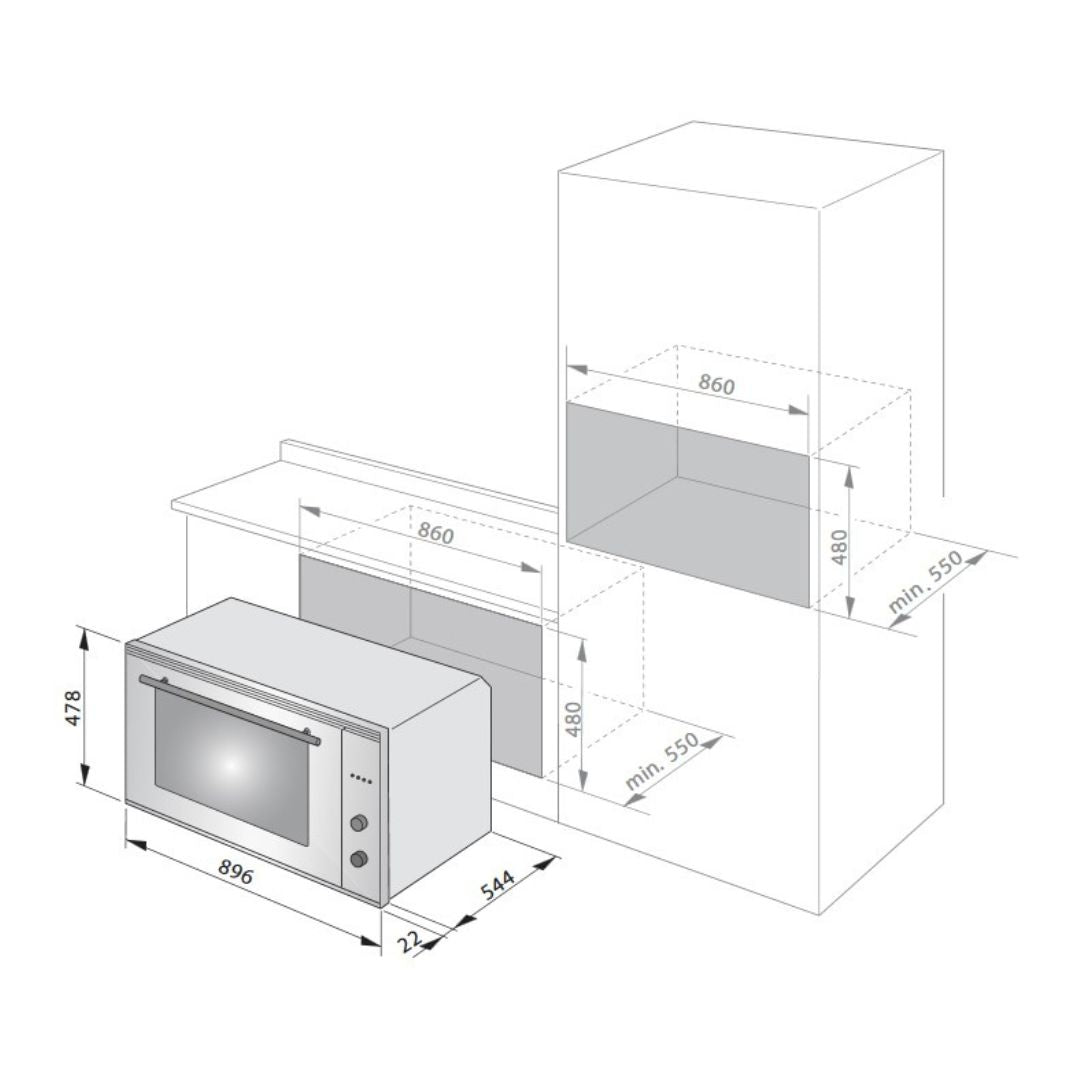 DE LONGHI DESIGN DLM90XED Forno Incasso Multifunzione Inox Classe A cm. 90 x 50