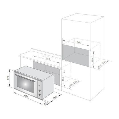 DE LONGHI DESIGN DLM90XED Forno Incasso Multifunzione Inox Classe A cm. 90 x 50