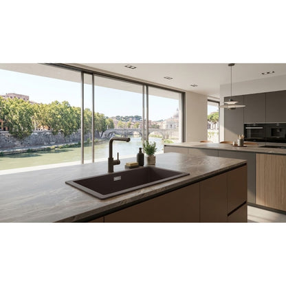 Elleci ZEN 130 LKZ13087 Lavello Cucina Monovasca Incasso Sopratop/Sottotop Keratek Cocoa mm. 756 x 456