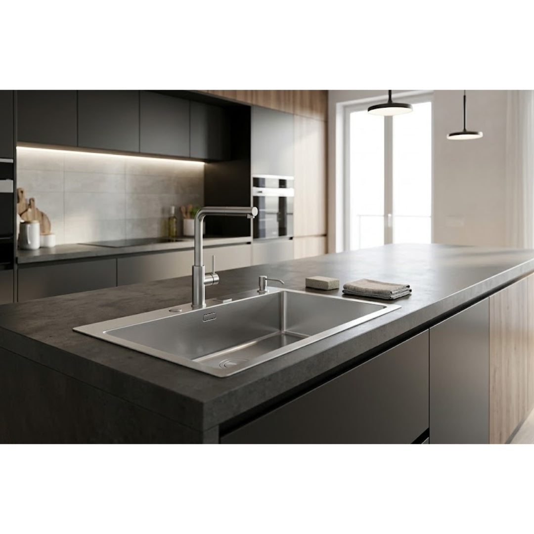 Foster S4001 3367050 Lavello 1 Vasca Incasso Sopratop/Filotop Acciaio Inox Spazzolato cm. 86 x 52