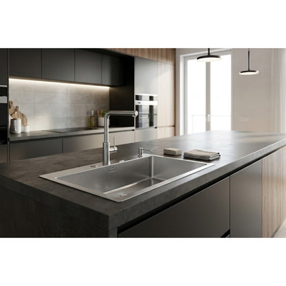 Foster S4001 3367050 Lavello 1 Vasca Incasso Sopratop/Filotop Acciaio Inox Spazzolato cm. 86 x 52