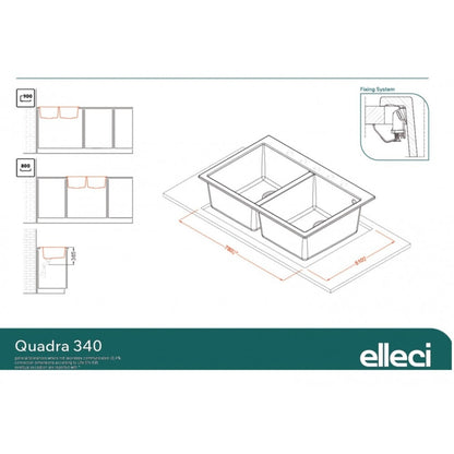 Elleci Quadra LGQ34068BTP Lavello 2 Vasche Incasso Sopratop Granitek Bianco Titano cm. 80 x 53