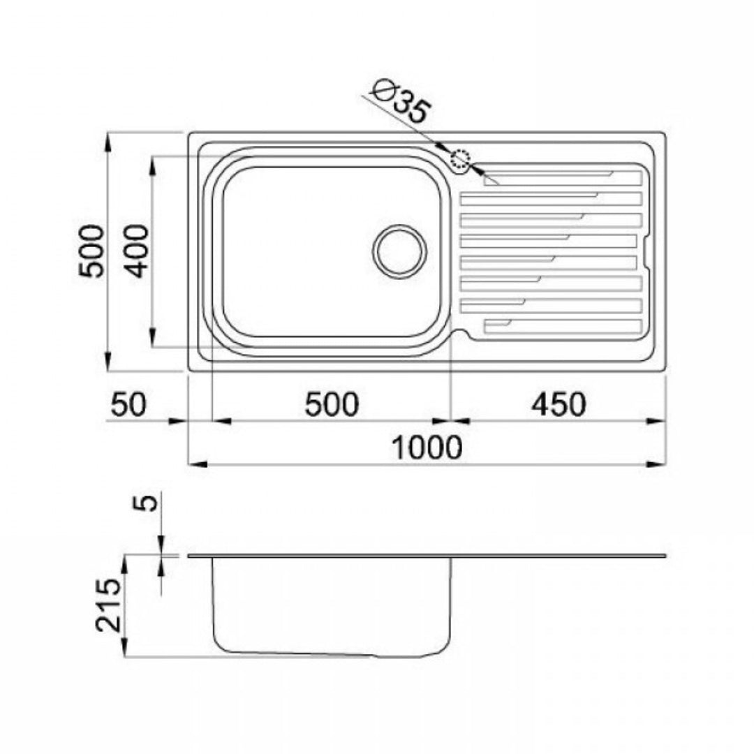 ELLECI LIK480SACSX SKY 480 Lavello Cucina 1 Vasca con Gocciolatoio Sinistra Acciaio Inox cm. 100 x 51