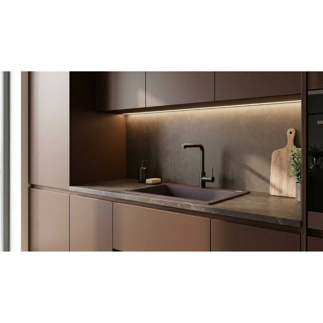 Elleci Quadra 110 LKQ11087 Lavello da Incasso Sopratop Monovasca Keratek Cocoa cm. 61 x 50