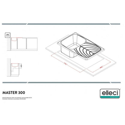 ELLECI MASTER LGM30051 Lavello 1 Vasca con Gocciolatoio Reversibile Sopratop Granitek Avena 51 cm. 79 x 50
