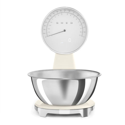 SMEG KSF01CRWW Bilancia da Cucina Digitale e Analogica con Ciotola Inox 1,8 L