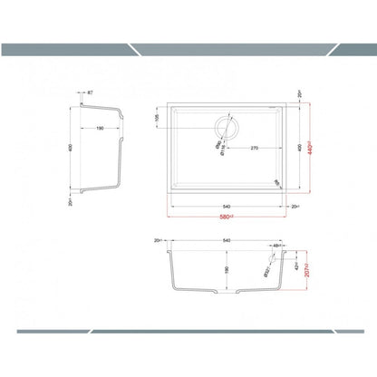 Elleci LGQ11051BSO Lavello Incasso Sottotop Quadra 1 Vasca Avena cm. 58x44