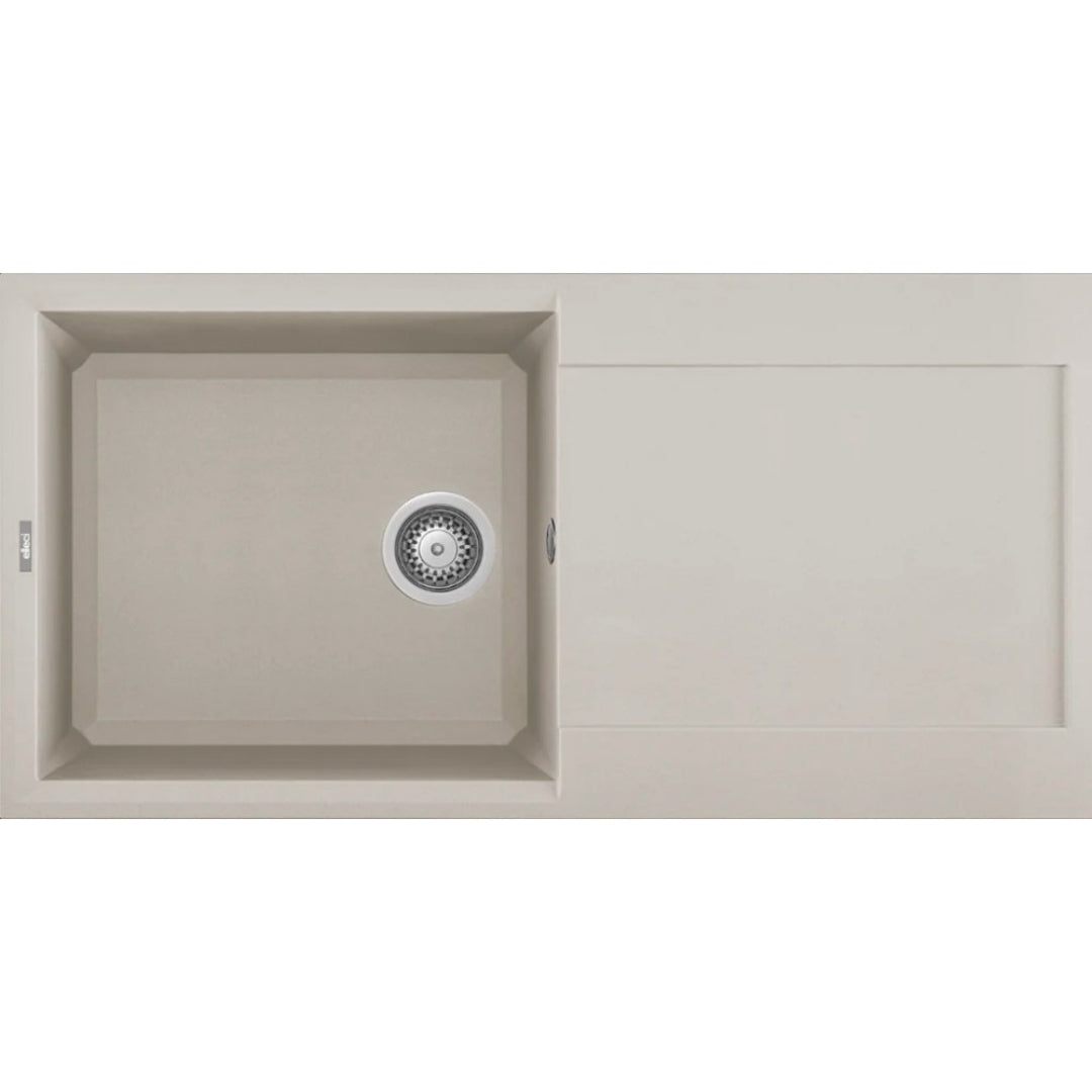 Elleci Easy 480 LGY48039 Lavello 1 Vasca con Gocciolatoio Reversibile Incasso Sopratop Granitek Bianco Soft cm. 100 x 50