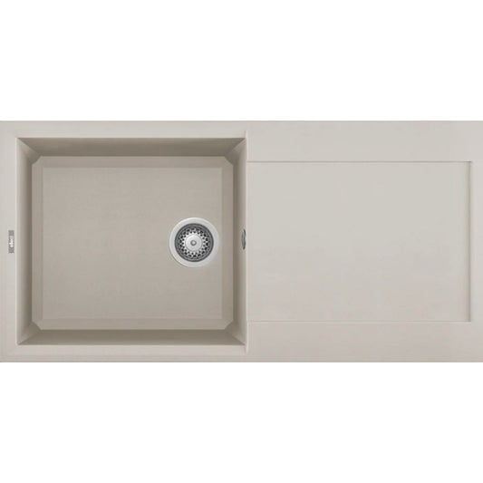 Elleci Easy 480 LGY48039 Lavello 1 Vasca con Gocciolatoio Reversibile Incasso Sopratop Granitek Bianco Soft cm. 100 x 50