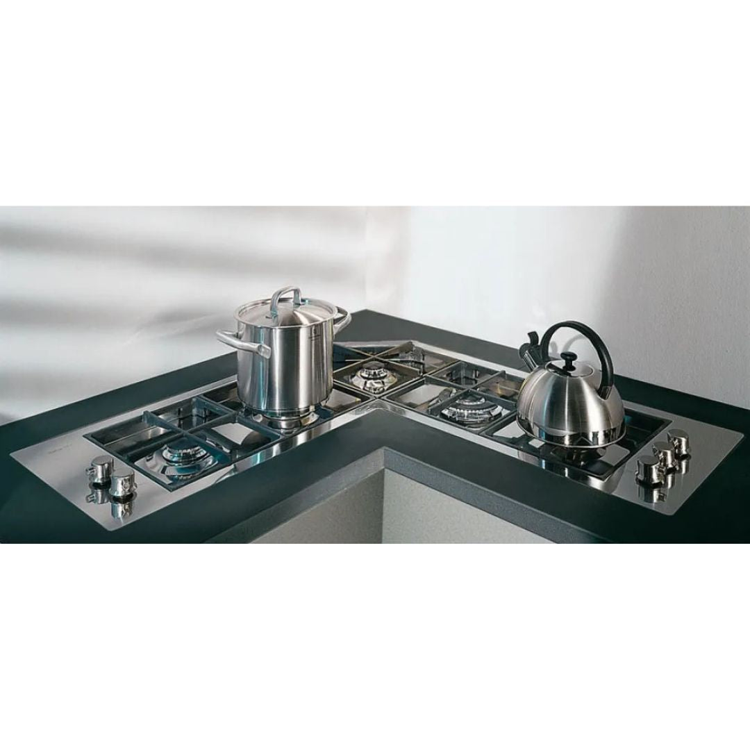 Foster 7238042 Quadra Angolare Piano Cottura Gas Filotop in Acciaio Inox Spazzolato cm. 97 x 97