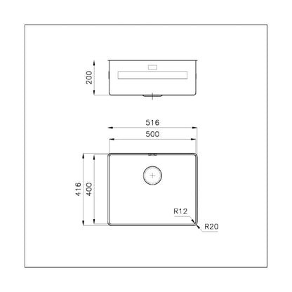 Foster Phantom 4350001 Lavello 1 Vasca Incasso Filotop Acciaio Inox Spazzolato cm. 51 x 41