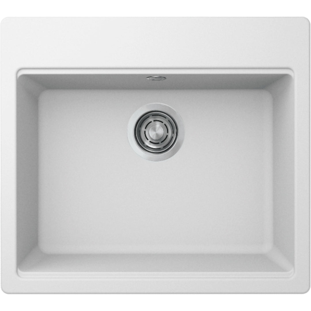 Elleci Time 105 LG210568 Lavello 1 Vasca Bianco Titano Incasso Sopratop Granitek cm. 57 x 51
