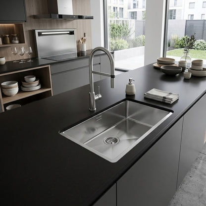 Foster Quadra 1715050 Lavello 1 Vasca Incasso Sopratop/Filotop Acciaio Inox Spazzolato cm. 54 x 44