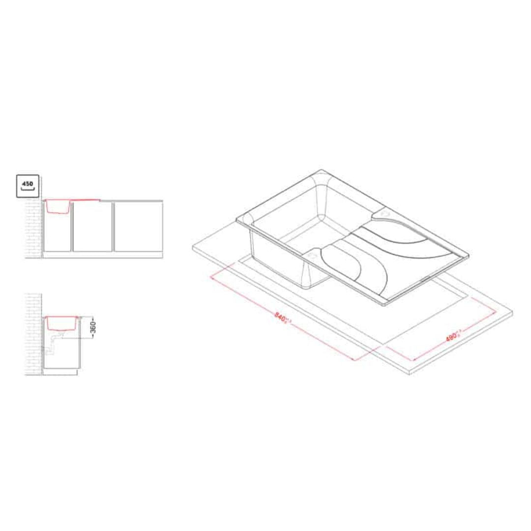 ELLECI EGO 400 LGE40051 Lavello Incasso Sopratop 1 Vasca Granitek Avena cm. 86 x 50