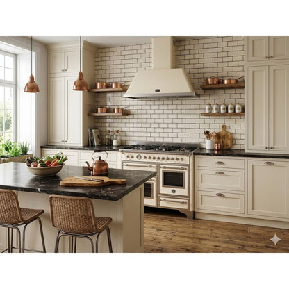 F.LLI BERTAZZONI HERITAGE HER106L3EAVT2 Cucina Avorio 6 Fuochi Gas con Triplo Forno Elettrico Multifunzione e Air Fryer cm. 100 x 60