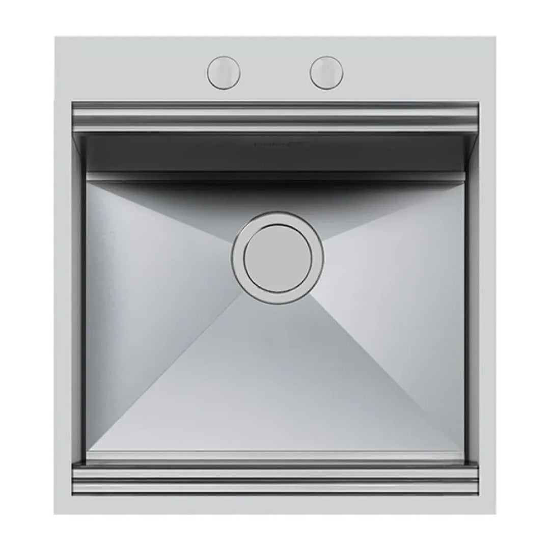 Foster Milano 1011050 Lavello Filotop Acciaio Inox Spazzolato 1 Vasca Diamantata cm. 52 x 56