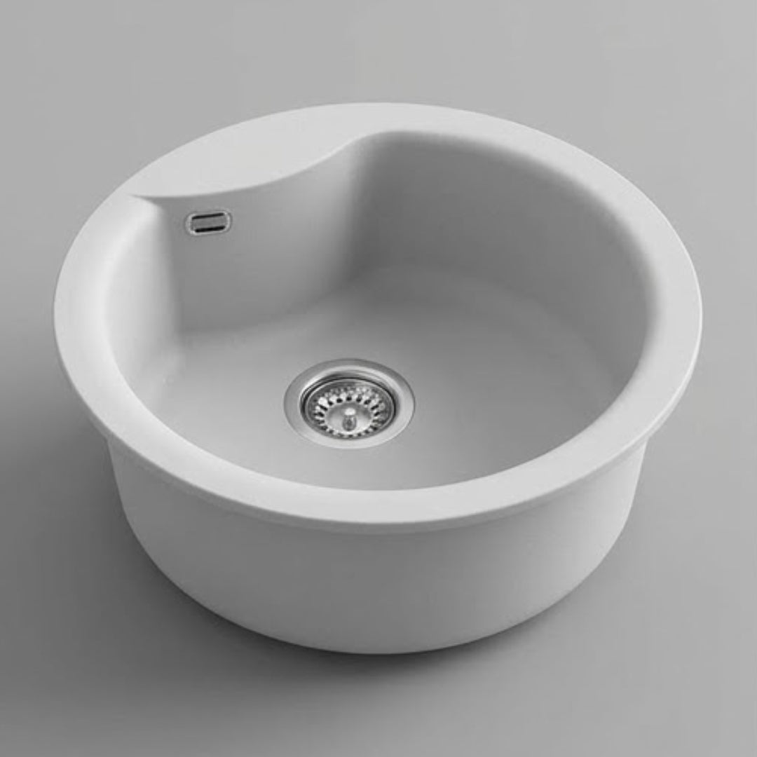 Elleci Ego Round LGEROU68 Lavello Tondo Incasso Sopratop Granitek Bianco Titano Diam. mm. 485