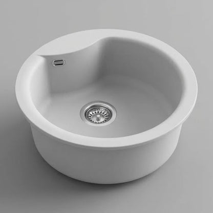 Elleci Ego Round LGEROU68 Lavello Tondo Incasso Sopratop Granitek Bianco Titano Diam. mm. 485