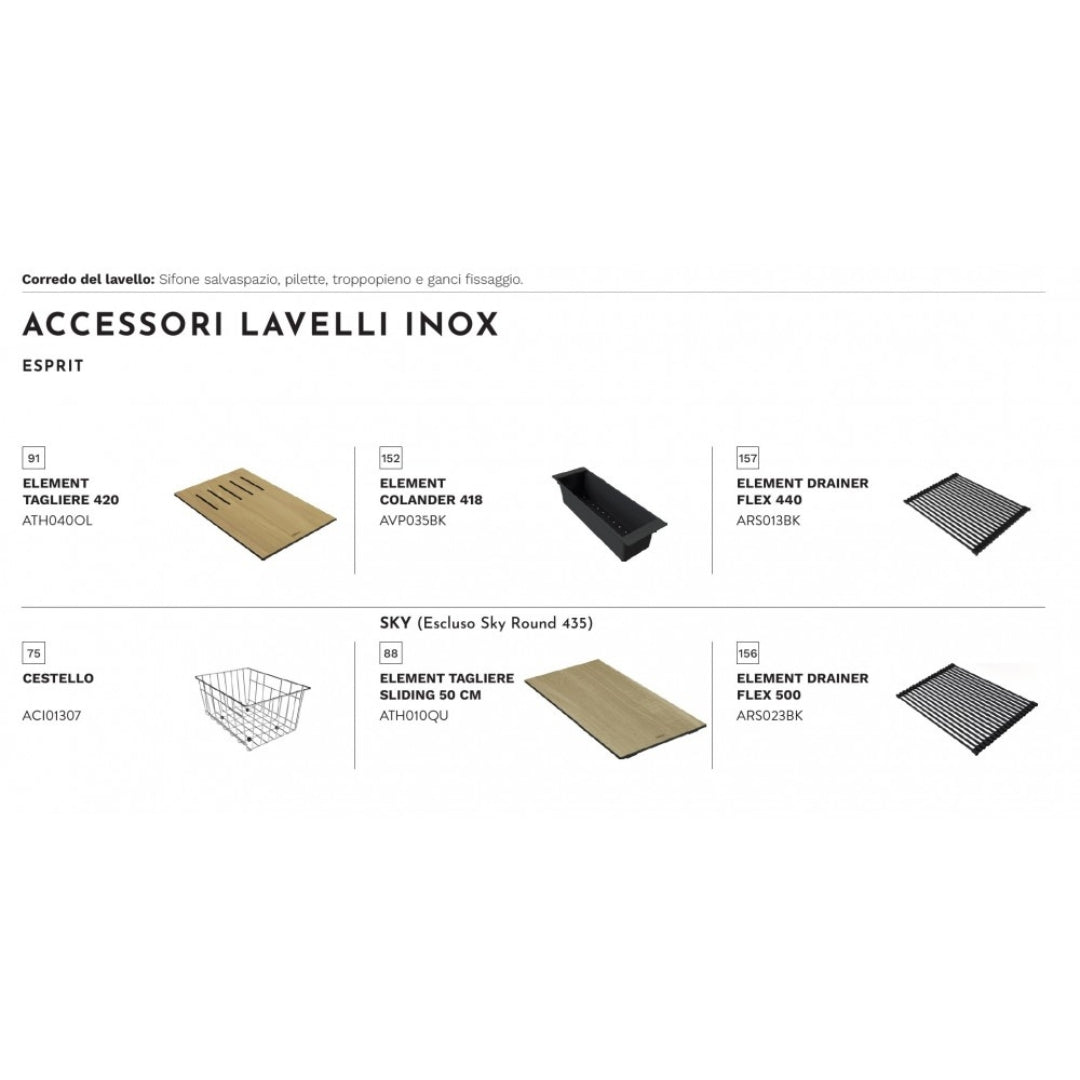 ELLECI LIE400SAC Esprit 400 Lavello da Incasso 1 Vasca Inox Satinato cm. 44 x 44