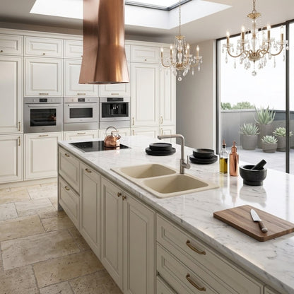 Elleci Master 450 LGM45062 Lavello 2 Vasche Reversibile Sopratop Granitek Bianco Antico cm. 86 x 50
